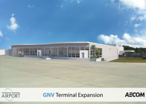 This rendering of the Gainesville Airport terminal expansion shows what the Gainesville Regional Aiport will look like once it is larger.